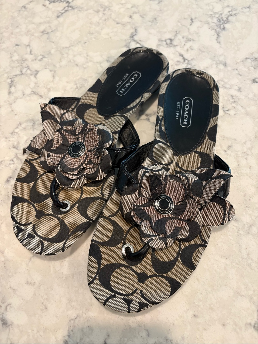 Coach Floral Signature Canvas Patrisha Sandals Sz 8